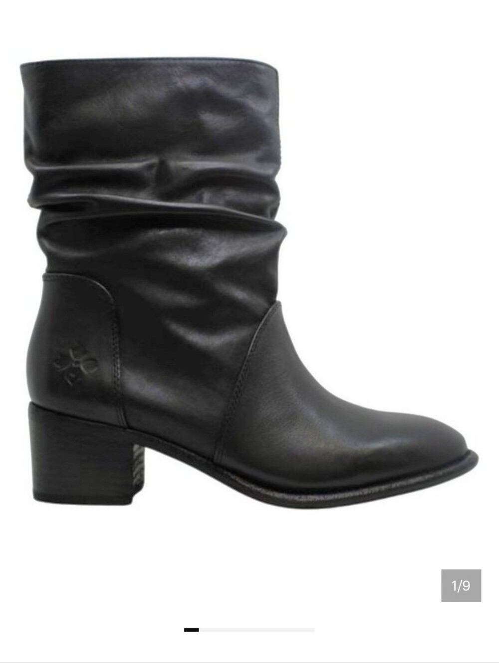 [Like NEW] PATRICIA NASH Black Leather Slouched Mid-Heel Boots SIZE 7